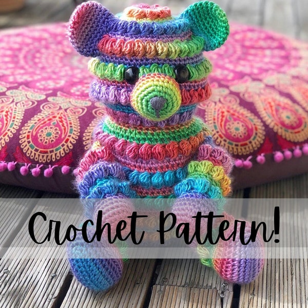 crochet bear crochet bobble bear pattern bear pattern bobble crochet pattern amigurumi bear rainbow bear amigurumi crochet cute bear