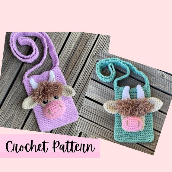 Cute highland cow bag crochet pattern gift idea for adult highland cow crochet cow bag crochet pattern highland cow beginner crochet pattern