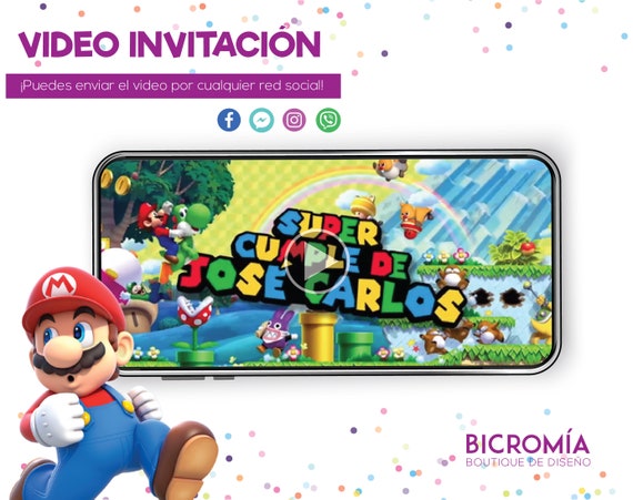 Super Mario Bros Birthday Video Invitation Mario Bros Video Etsy
