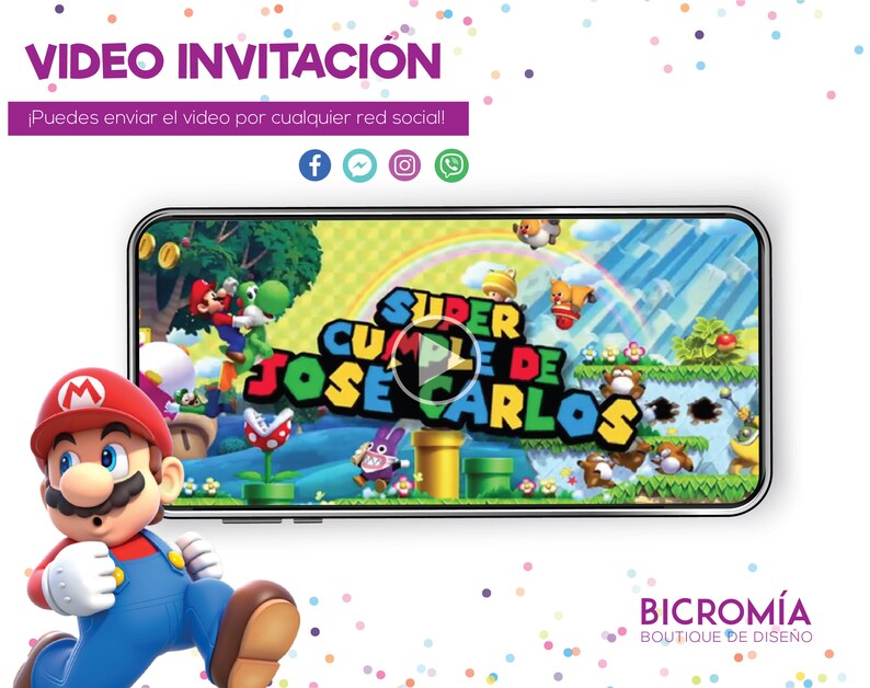 Super Mario Bros Birthday Video Invitation Mario Bros Video Etsy