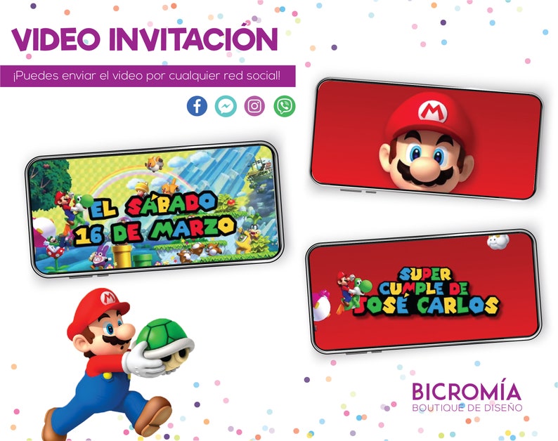 Super Mario Bros Birthday Video Invitation Mario Bros Video Etsy