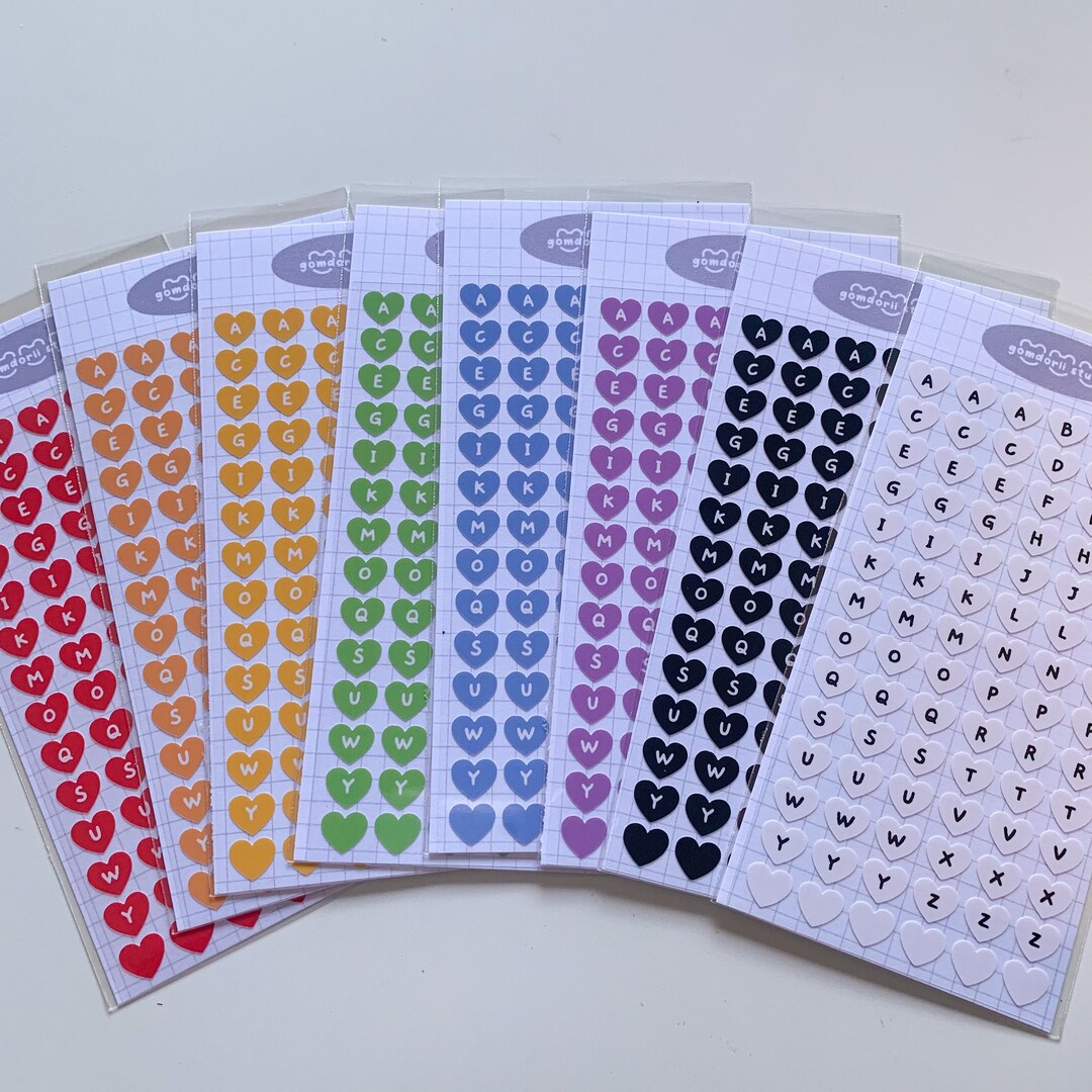 Heart Letter Sticker Sheets Etsy