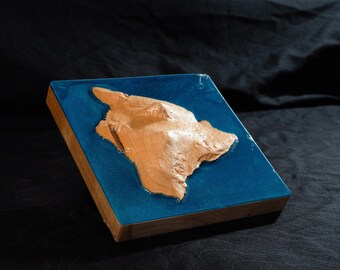 Hawaii Wooden 3D Topographic Map: Epoxy Resin Island Art
