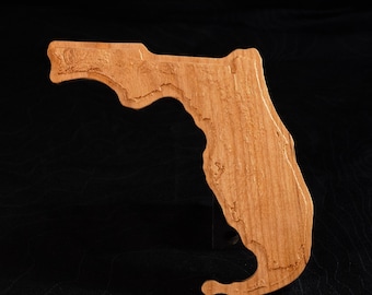 3D Florida Wooden Topographic Map: Cherry or Walnut Wood