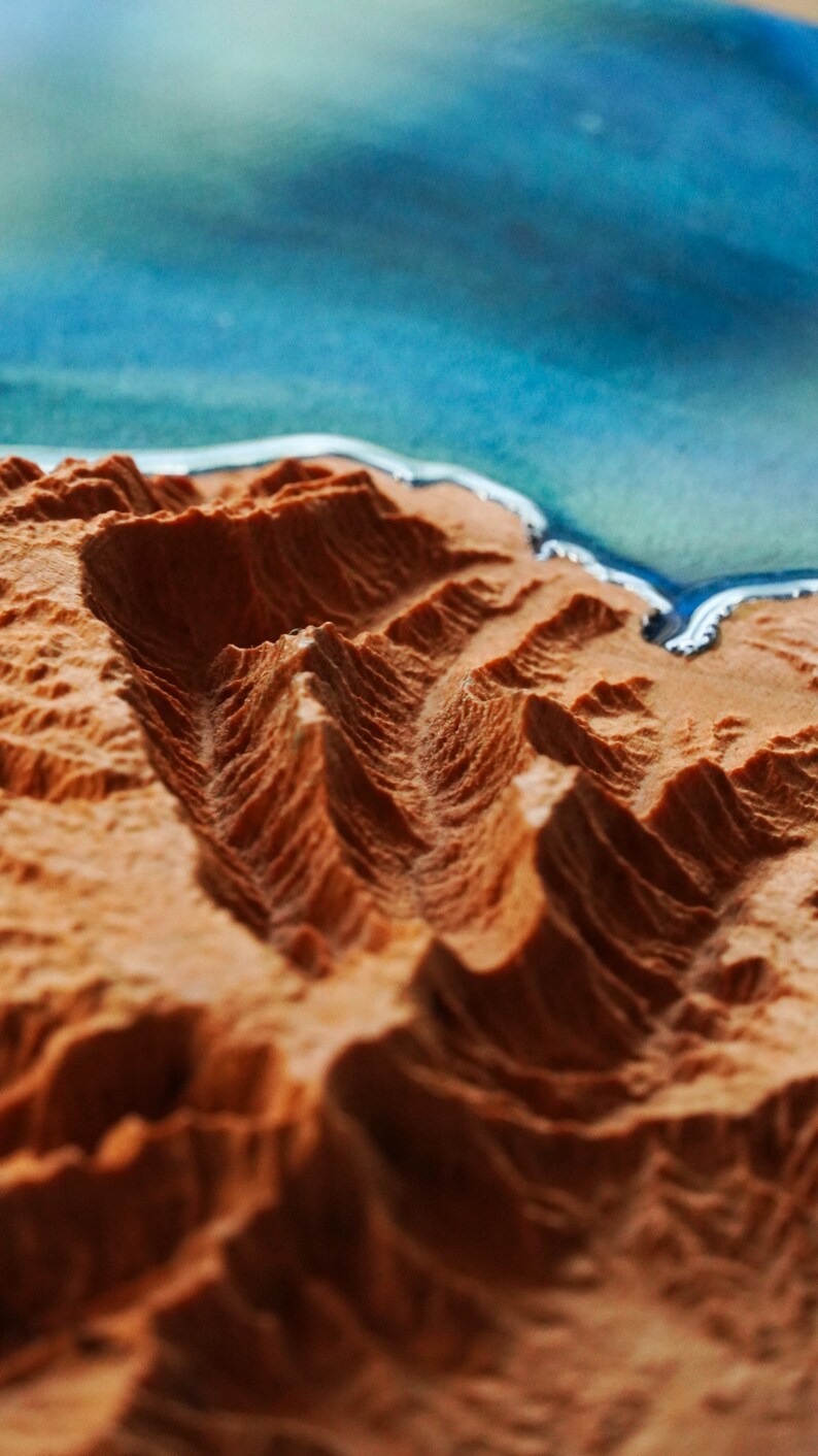 Kauai Wooden 3D Elevation Map Topographic Map of Kauai Wood Map Epoxy Resin Kauai Etsy