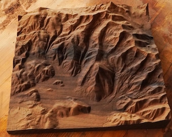 Park City Utah Wooden Topographic Map: Mountain Elevation