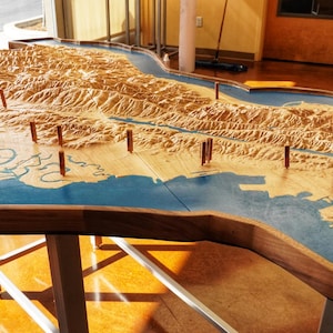 Grandes cartes 3D en relief en bois personnalisées carrelées | Carte topographique | Carte 3D personnalisée | Cadeau de pendaison de crémaillère | Cadeau de mariage