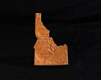 3D Idaho Wooden Topographic Map: Cherry or Walnut Wood