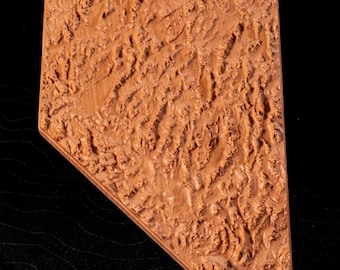3D Nevada Wooden Topographic Map: Cherry or Walnut Wood