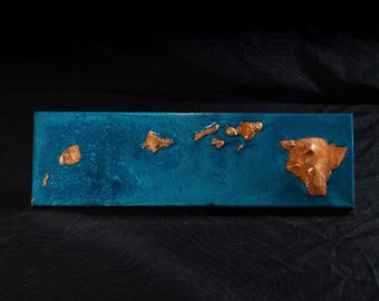 Hawaiian Islands Wood Topographic Map with Epoxy Resin