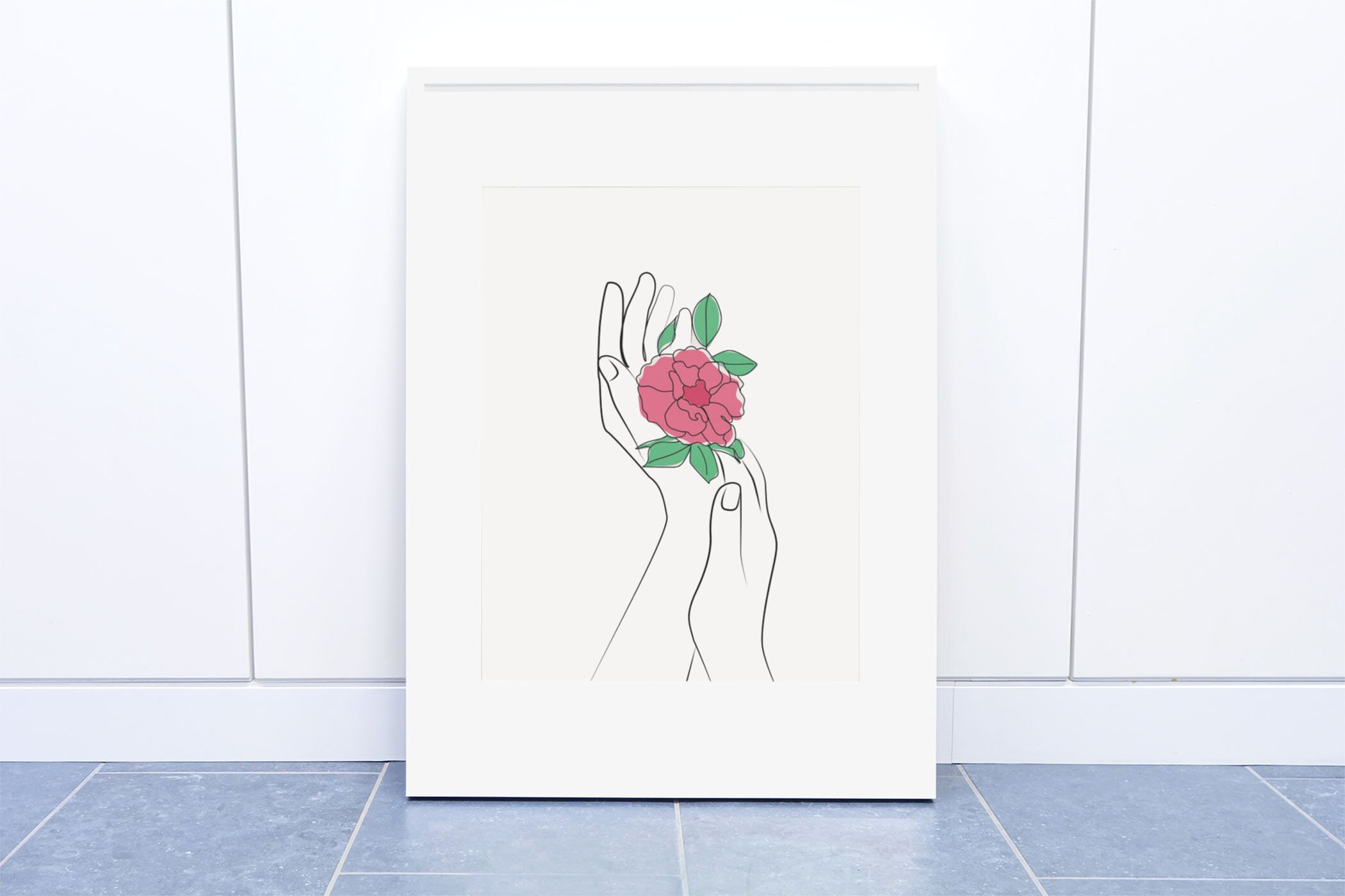 Wildflower Hand With Flower Line Art: Digital Download Printable ...