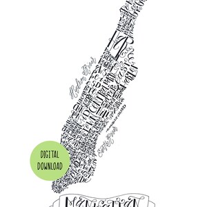 Handbeschriftete Manhattan Kiezviertel Typografie Wandkunst