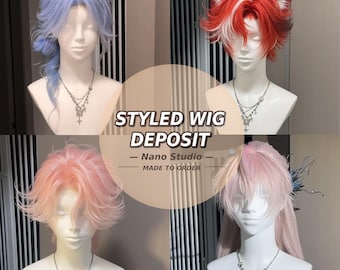 Custom Cosplay Wig Commission – Styled Anime Game Wig, Deposit Only