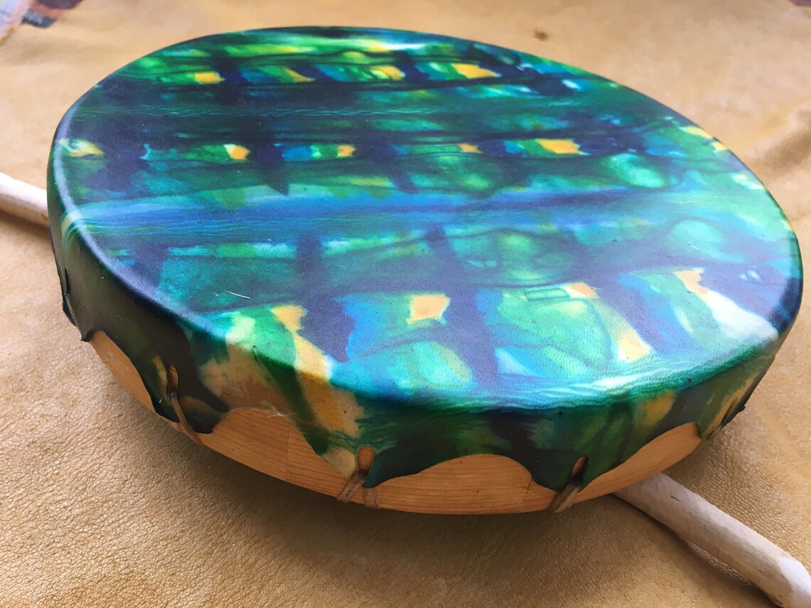 10 Deer Hide drum with mallet Etsy