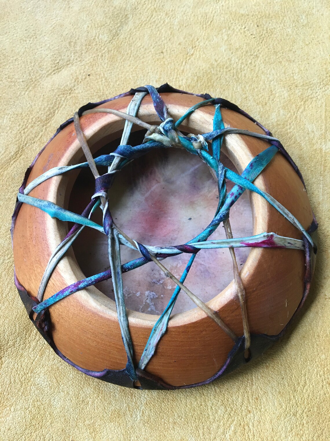 6 Deer Hide drum with stick and carrying bag Etsy