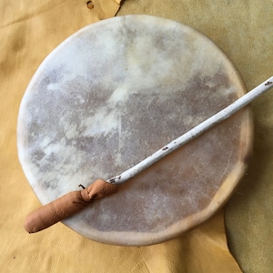 10&quot; Deer Hide drum custom made with mallet