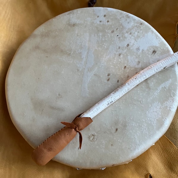 12” Deer Hide drum (13-sided) with mallet and drum bag