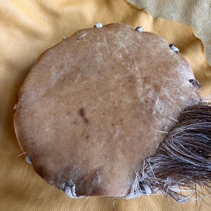 7&quot; Moose Hide bowl drum with mallet and cloth carrying bag