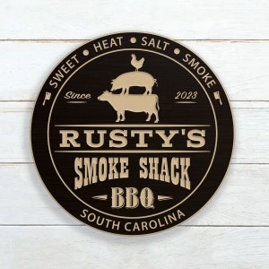 Smoke Shack BBQ Sign / Personalized Barbecue Sign / Carved Wood Sign / Custom Backyard BBQ Sign / BBQ Sign