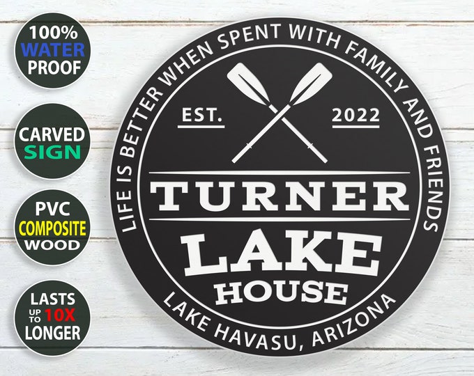 Waterproof Personalized Lake House Outdoor Sign - 100% Waterproof