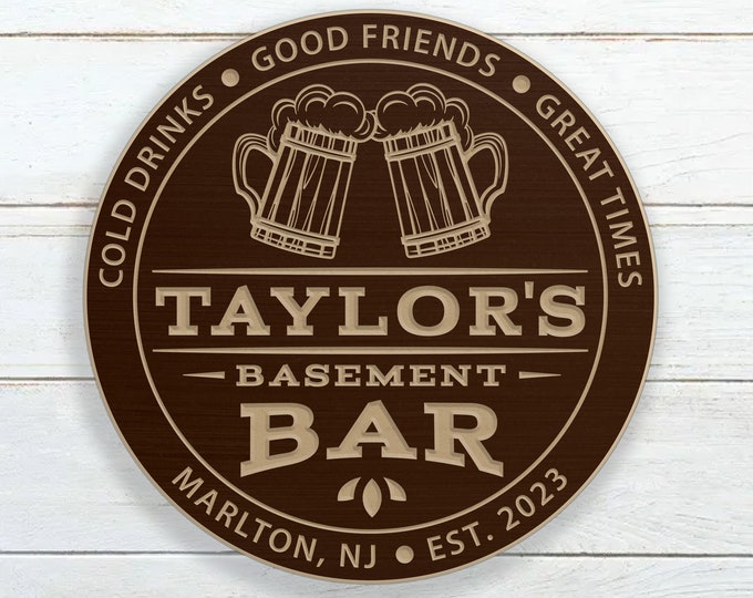 Personalized Basement Bar Sign