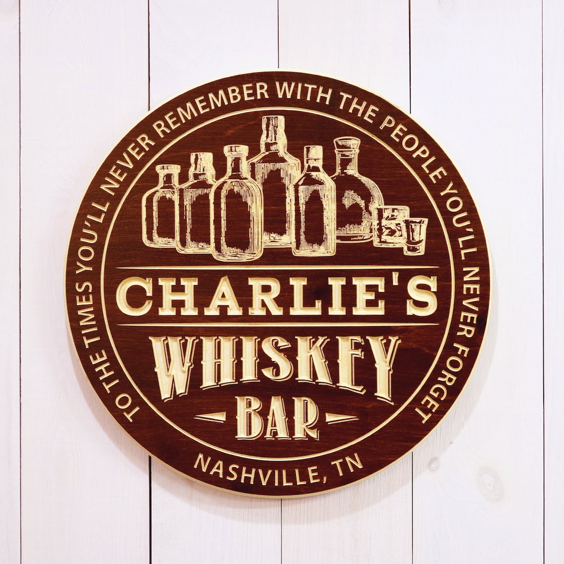 Whiskey Bar Sign With Bottles And Name / Personalized Whiskey Etsy