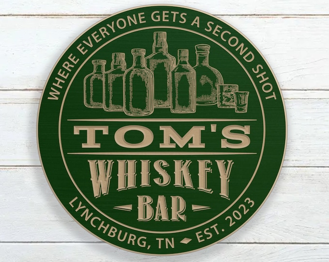 Personalized Whiskey Bottle Bar Sign