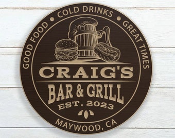 Personalized Bar And Grill Sign