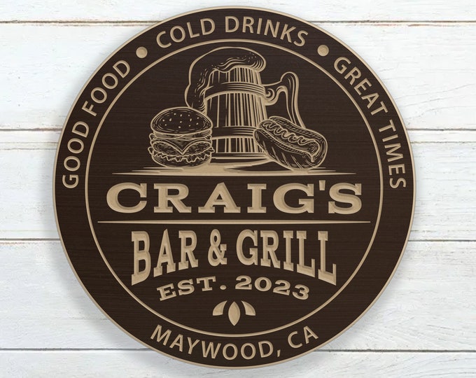 Personalized Bar And Grill Sign