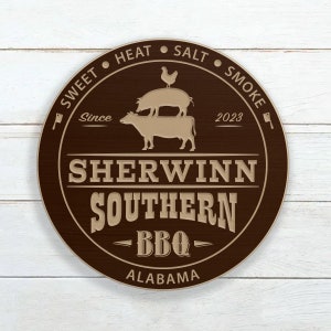 Southern BBQ Sign / Personalized Barbecue Sign / Carved Wood Sign / Custom Backyard Smoke Shack House BBQ Sign