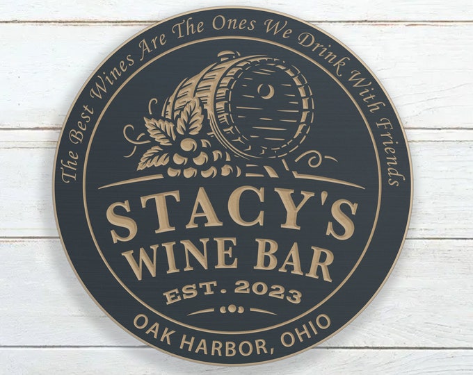 Personalized Wine Bar Sign With Barrel