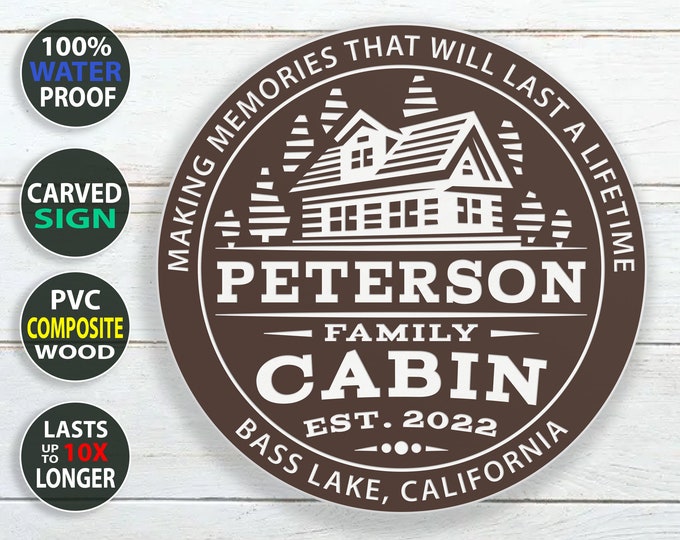 Waterproof Personalized Cabin Outdoor Sign - 100% Waterproof