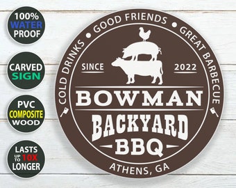 Waterproof Personalized Backyard BBQ Outdoor Sign - 100% Waterproof