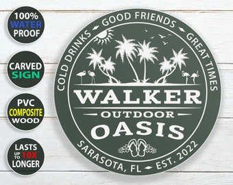 Waterproof Personalized Outdoor Oasis Outdoor Sign - 100% Waterproof