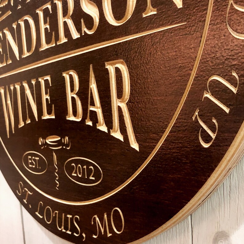 Wine Bar Sign With Name / Personalized Wine Bar Sign / Carved Etsy