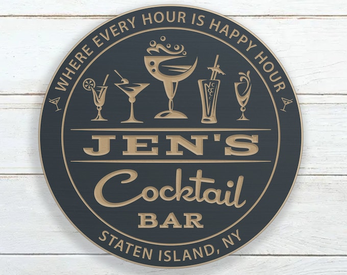 Personalized Cocktail Bar Sign