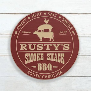Smoke Shack BBQ Sign / Personalized Barbecue Sign / Carved Wood Sign / Custom Backyard BBQ Sign / BBQ Sign