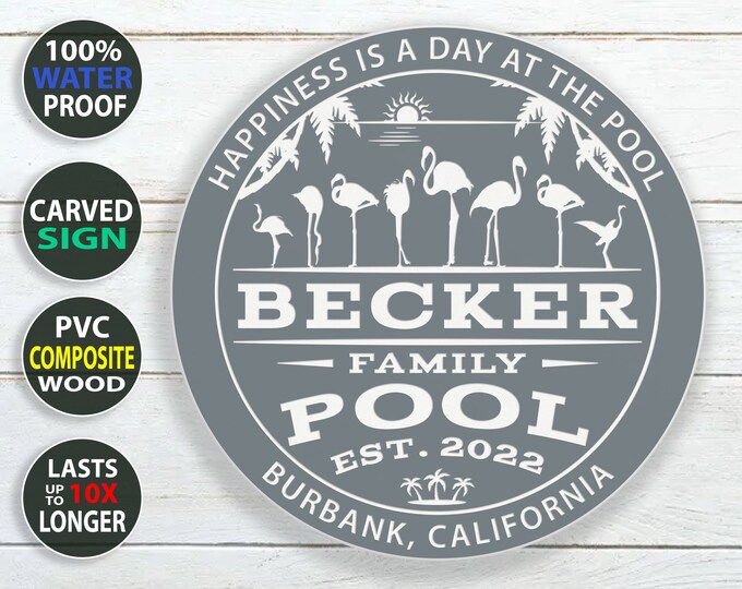 Waterproof Personalized Pool Outdoor Sign - 100% Waterproof