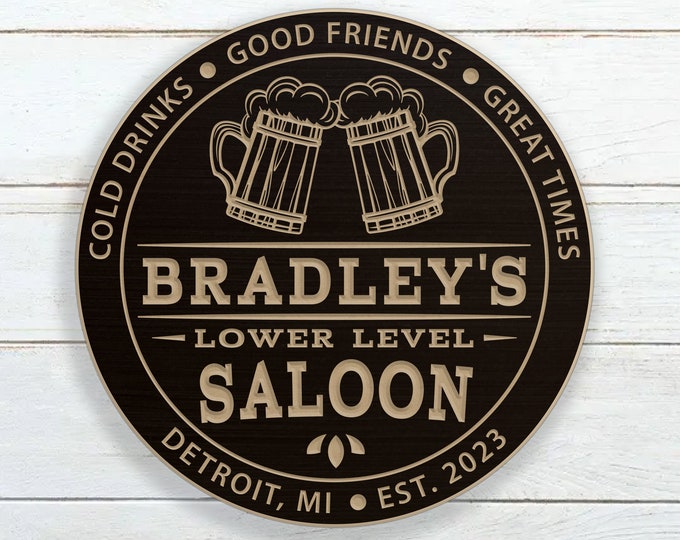 Personalized Lower Level Saloon Bar Sign