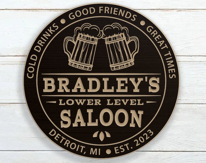 Personalized Lower Level Saloon Bar Sign