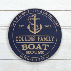 Boat House Sign / Personalized Boat Sign / Carved Wood Sign / Custom Boat Lake House Sign