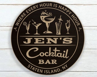 Personalized Cocktail Bar Sign
