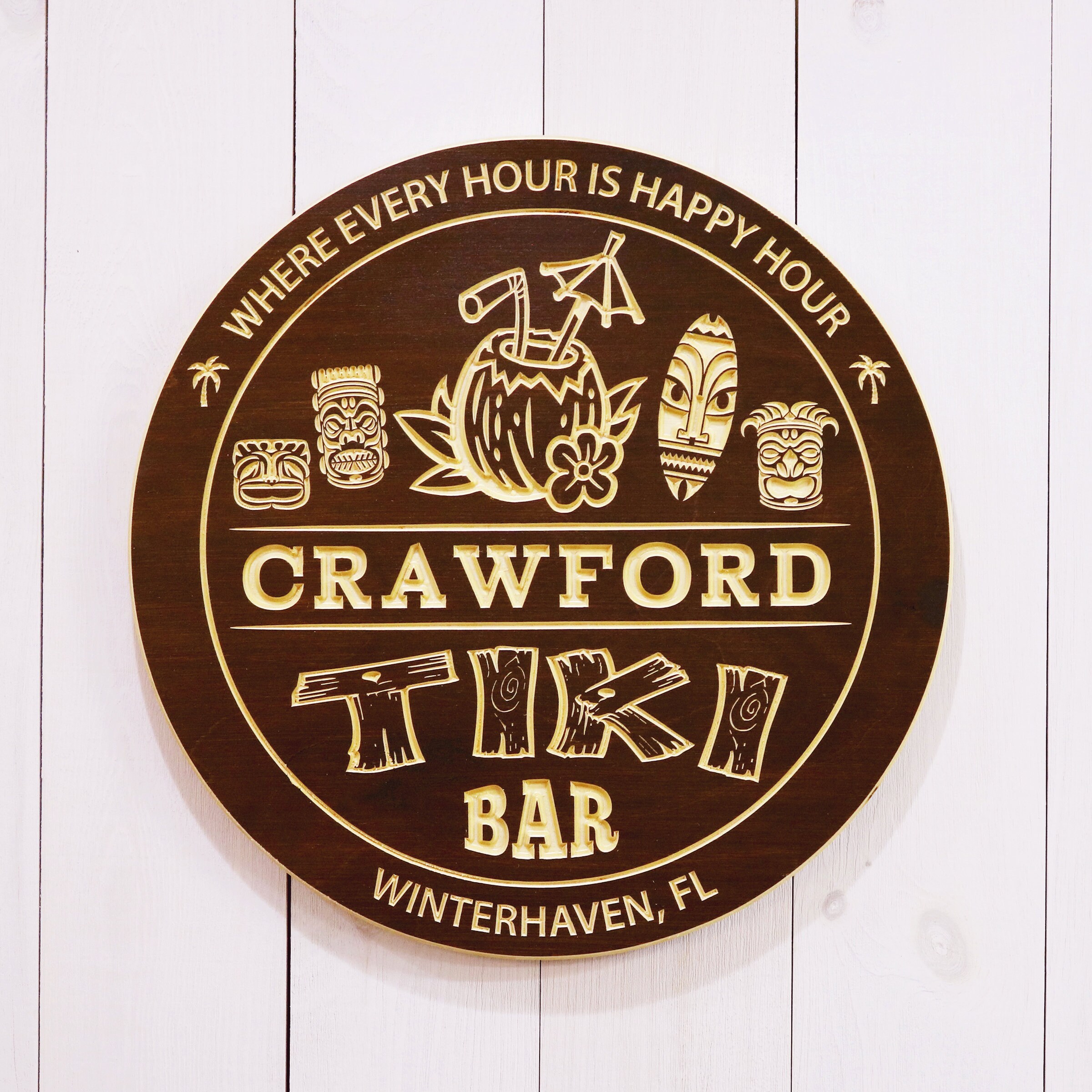 Tiki Bar Sign / Personalized Tiki Bar Sign / Carved Wood Sign Etsy