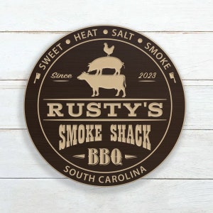 Smoke Shack BBQ Sign / Personalized Barbecue Sign / Carved Wood Sign / Custom Backyard BBQ Sign / BBQ Sign