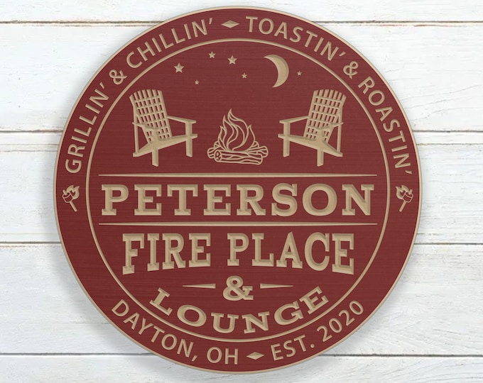 Personalized Fire Place And Lounge Sign