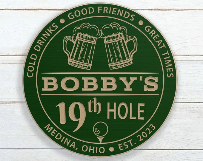 Personalized 19th Hole Bar Sign