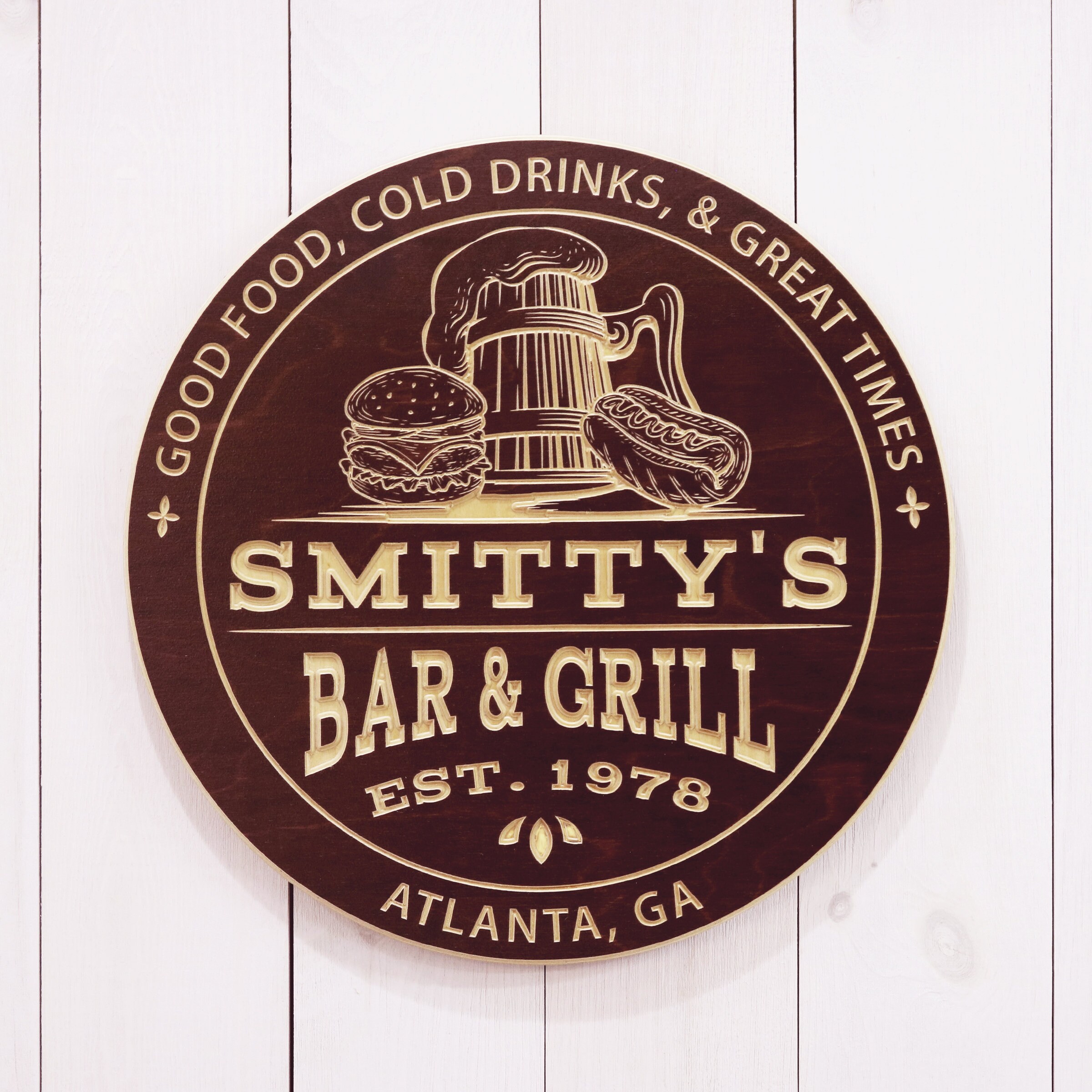 Bar Grill Sign / Personalized Bar Grill Sign / Carved Wood Bar Etsy