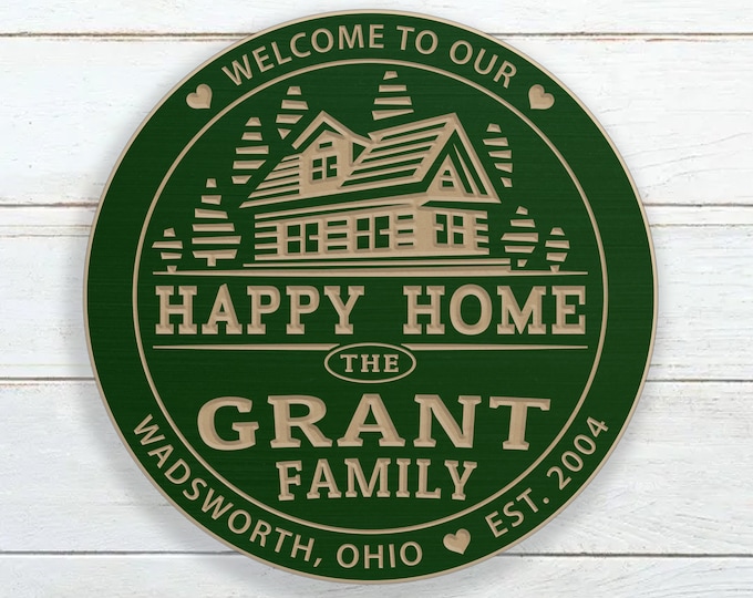 Personalized Happy Home Sign