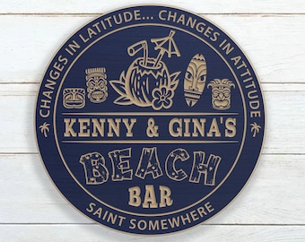 Personalized Beach Tiki Bar Sign
