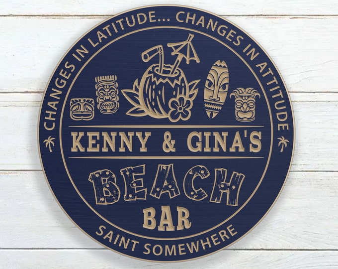 Personalized Beach Tiki Bar Sign